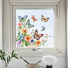 Hình dán kính hoa và bướm nhiều màu sắc, sáng tạo, thích hợp để trang trí tường phòng khách, phòng ngủ và phòng tắm. - A - Xem 5