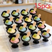 Ly nhựa đựng kem parfait 60ml, ly sữa chua mousse, ly dồi tiết, ly tráng miệng màu đen sáng tạo, ly nhựa đựng kem parfait. - màu đen - Xem 8
