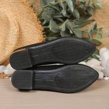1 Pair Plain Basic Rivet Flat Loafers For Women, Suitable For Office Wear All Seasons - Black - View 7