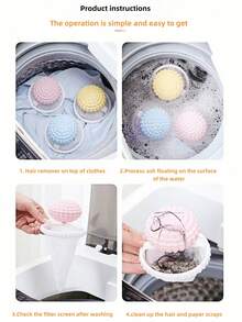 1/3pcs Pet Owner Essential Fine Mesh Washing Machine Filter Bag, Strong Hair Removal Anti-Tangle Hair Collector, Home Cleaning Ball Floating Debris Filter Anti-Clogging - Blue - View 7
