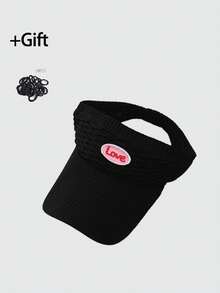 1Pc Women With Letter "Love" Print Open-Top Sun Visor Baseball Cap Add 10 Headbands As A Gift,Mountaineering Outdoor Sun Hat Cap, Spring/Summer Outdoor Sports Brimless Sun Hat UV Protection,Holiday,Festival - Multicolor - View 10
