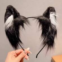 Black Cute Cat Ear Headband, Inspired By Wolf And Fox, Fluffy & Washable, Cosplay Prop, Anime Lover Halloween Gift - Multicolor - View 12