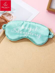 1pc Polyester Digital Printed Wing & Letter Element Sleep Eye Mask, Soft & Skin-Friendly, Suitable For Girl To Wear During Rest - Mint Green - View 7