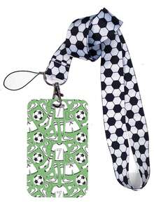 1pc Football Lanyard Keychain, Office ID Card Holder, Gym Card Holder, Mobile Phone Lanyard, Key Ring, Badge Holder - Multicolor - View 14