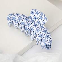 1pc Large Blue & White Starfish Hair Claw Clip, Ocean Style Hair Claw Summer Outfits Hair Clips Beach Accessories - Blue - View 1