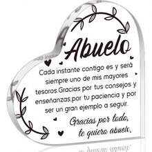 1 Acrylic Gift For Spanish-Speaking Grandpa – Father's Day Gift Acrylic Heart Board, Grandpa Memory Note Paper, Spanish Grandpa Gift, Granddaughter Christmas Gift - 1PC - View 7