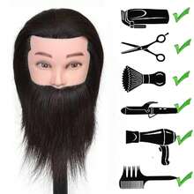 Đầu ma-nơ-canh nam 100% tóc thật, có râu, dùng để thực hành tạo kiểu tóc, đào tạo nghề làm tóc và thẩm mỹ. - Xem 6