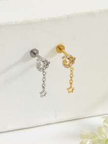 1pc Fashionable Delicate Moon & Star Pendant, Suitable For Women's Daily Wear - Moon - View 1