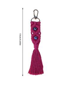 Bohemian Handmade Colorful Tassel Pendant With Evil Eye Keychain, Blue Glass Evil Eye Lucky Charm Pendant Keychain With Metal Ring For Keys, Backpacks, Handbags And Car Keys, Symbolizing Good Luck And Protection, Suitable For Friends, Family, Daily Wear, Travel, Festivals And Special Occasions, Essential For Fashion Enthusiasts And Believers - One Size - View 10