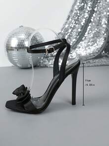 Giày sandal cao gót mũi nhọn thời trang, kiểu dáng slip-on, thích hợp cho mùa xuân/hè. - màu đen - Xem 3