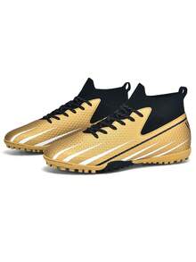 1 Pair Unisex Adult & Youth Professional Studded Football/Soccer Shoes, Low-Top Outdoor Team Competition Sports Shoes, Suitable For Artificial Turf, Sand, Natural Grass, Indoor Court, Lightweight High-Performance Professional Soccer Cleats - Gold - View 2