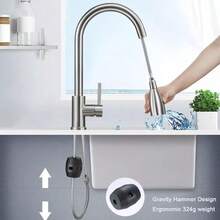 360° Kitchen Sink Mixer Taps Pull Out Spout Spray Single Lever Modern Mono Tap - Silver - View 9
