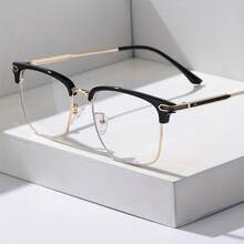 1 Pair Men's Metal Frame Fashion Casual Flat Mirror - Gold-white Transparent Lenses - View 1