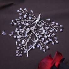 1件纯手工镶钻水晶新娘头饰，时尚发髻发型婚礼发饰 - 銀色 - 查看 5