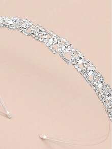 1pc Women's Fashion Simple Alloy Rhinestone Hairband Headwear For Daily Party - Silver - View 2
