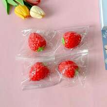 蓬松芝士草莓挤压玩具：逼真水果造型减压指尖球，柔软不可食用，适合青少年和成人，完美的舒缓焦虑感官玩具，婚礼季和母亲节最佳礼物 - 彩色 - 查看 4