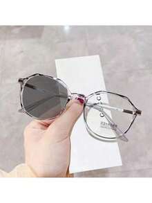 1副男士几何不规则PC镜框学院风防蓝光平光眼镜，适合日常佩戴 - 無色 - 查看 15