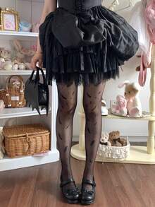 1双女士羽毛印花透明连裤袜，白色修身百搭紧身裤，适合洛丽塔、婚礼、派对、节日装扮 - 彩色 - 查看 11
