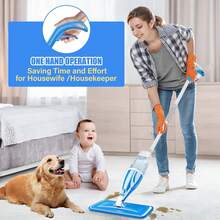 Microfiber Spray Mop For Floor Cleaning, Wet Dry Hardwood Mop With 3 Washable Reusable Pads, Compatible With  Powermop, Flat Spray Mop For Tile, Wood, Laminate, Vinyl & Marble - 淺藍色 - 查看 2