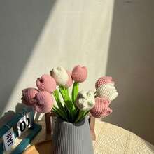 1pc/5pcs Crochet Tulip Bouquet And Durable Handmade Artificial Everlasting Flower Bouquet, Fade-Resistant, Lifelike, Suitable For Wedding Planning, Home Decor, Graduation Gifts, DIY Crafters, Mother's Day, Teacher's Day, Birthday, Valentine's Day Gifts And Party Decorations, Best Ideal Choice - Multicolor - View 9