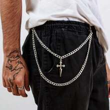 Corrente Masculina Alternativa  Aço Inoxidável - Preto - Visão 3