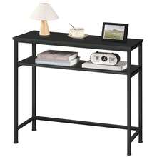 Console Table, Hallway Table With Adjustable Shelf, Slim Sofa Table, 2-Tier Side Table With Storage Shelf, For Living Room, Office, Industrial, Sturdy - Black - View 5