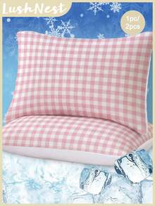 1/2 chiếc vỏ gối in kỹ thuật số kẻ caro tối giản màu hồng mát mẻ, với phong cách retro, thiết kế hai mặt mềm mại, phù hợp với trang trí phòng theo phong cách đồng quê. - Nhiều màu - Xem 1