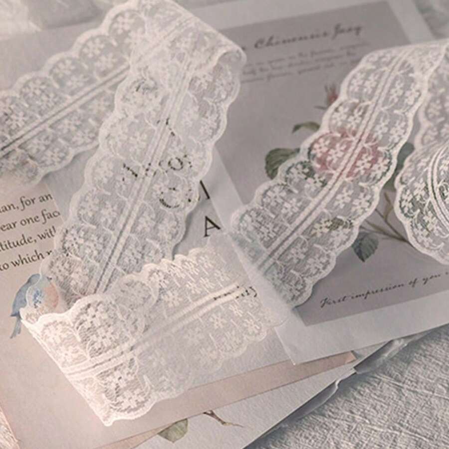 7Styles 70M White Lace Fabric Trim Ribbon Roll, Handmade Embroidery Lace For Sewing, DIY Crafts, Wedding Dress & Birthday Party Decor - Multicolor - View 1