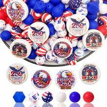 25/30/47pcs American Independence Day 250th Anniversary Series Silicone Bead Set, Printed With American Elements "250" Shaped Beads, DIY Keychain, Necklace, Bracelet, Decoration, Pen, Jewelry Pendant, Holiday & Birthday Gift - Independence Day 250 - View 12