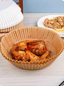 100pcs/Pack Round Air Fryer Parchment Paper Liners, Oil Absorbing Silicone Baking Cups, Foil Bowls Baking Tools - One Size Fits All - View 1