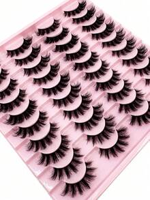 20 Cặp Mi Giả 3D Kiểu Hỗn Hợp, Mi Cong Hình Mắt Mèo, Dày, Mềm Mại, Dải Đen, Mi Dải Nga, Có Thể Tái Sử Dụng, Dùng Để Luyện Tập Hàng Ngày. - màu đen - Xem 5