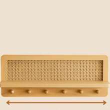 Rattan Coat Rack Wall-Mounted With 4 Hooks, Decorative Hanger For Keys, Suitable For Entryways, Nurseries, Hallways, Kitchens And Offices - Champagne - View 10