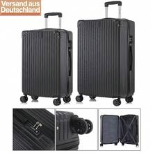 YONSLY Lightweight 2‑Piece Suitcase Set 24/28 Inches With 4 Wheels 360° Mesh Pocket TSA Customs Lock YKK Double Repair Zipper Suitcase For Vacation - 黑色 - 查看 1