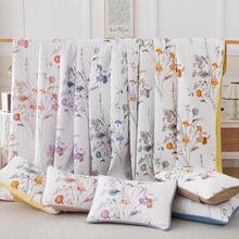 3 Pieces Purple  Floral Quilt Set King Size, Botanical Plants Pattern Bedspread Coverlet Set With 2 Pillowcases, Soft Lightweight Microfiber Bedding Set For All Season,Easter Gift, Mother's Day Gift, Wedding Gift, Wedding Supplies, Bedroom Supplies - 藍色 - 查看 8