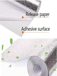 1 Rotolo di pellicola adesiva in alluminio argento per paraschizzi da cucina, impermeabile e resistente al calore, facile da rimuovere, adatta per cassetti e armadi (40 cm di larghezza), carta da parati, decorazione murale, decorazione per la casa, decorazione primaverile, rinnovo della casa, decorazione natalizia, regalo per compleanni e lauree - consistenza a buccia d'arancia - Visualizzare 8