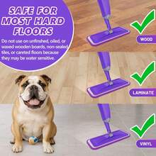 HOMTOYOU Spray Mops For Floor Cleaning: Wet Mop For Hardwood Tile Wood Laminate Vinyl - 3 Washable Microfiber Pads For  Powermop - Absorbs Pet Hair Dust - Màu tím - Xem 6
