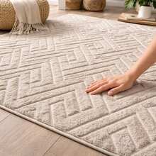 Tokyo Non-Slip Rug With High Relief Geometric Pattern For Living Room/Bedroom, 1.40m X 2.00m Or 2.00m X 2.40m - 淺米色 - 查看 5