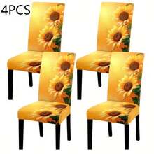 White Background Lemon Pattern Decoration Kit, Set Of 1 Piece/2 Pieces/4 Pieces/6 Pieces/8 Pieces/36 Pieces, High Elasticity All Inclusive Washable Soft Protective Cover, Using 2D Flat Printing Technology, Easy To Install And Clean. Suitable For Indoor Decoration, Outdoor Dining, Gathering Occasions, Restaurants, Parties, And Hotels As Decorative Chair Covers, And Can Also Be Given As Gifts. - Multicolor - View 19