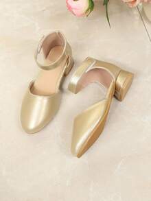 1 Đôi sandal đế xuồng mũi tròn hở gót cổ điển bằng da lộn mềm màu vàng đồng, thời trang, lễ hội, dễ thương, phù hợp cho hàng ngày, tiệc tùng, kỳ nghỉ, mùa xuân/hè 2026. - Vàng - Xem 5