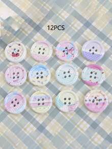 6/12pcs Colorful Striped Buttons, DIY Craft Materials For Clothing, Shoes, Socks, Suitable For Hollow Out Clogs, Hair Clips, Fridge Magnets, Phone Cases And Other DIY Accessories - A - View 19