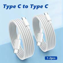 Cable trenzado de nailon USB-C a Tipo-C de 1 m/2 m, carga rápida, compatible con iPhone 17 Pro Max/17 Pro/17/16 Pro Max/16 Pro/16 Plus/16/15 Pro Max/15 Pro/15 Plus/15, Tipo-C, transferencia de datos de alta eficiencia - Blanco - Ver 2