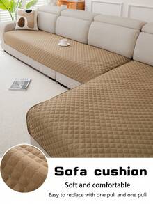 1 tấm bọc ghế sofa chần bông siêu âm, kiểu dáng tối giản hiện đại, họa tiết lưới hình học, bảo vệ ghế sofa khỏi hư hại, sử dụng được quanh năm, đáy chống trượt, có thể giặt máy, phù hợp với ghế sofa 1/2/3/4 chỗ ngồi và ghế sofa hình chữ L. - Màu Khaki - Xem 6