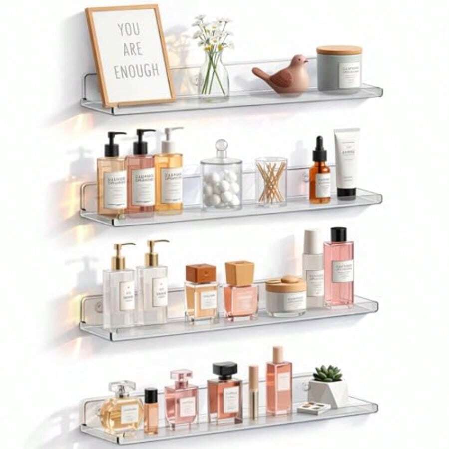 Floating Helve For  Acrylic  Organizer For Perfume Makeup Figure Nail Polih Ph Book 14" Decor Diplay Rack For    Kitchen Clear 4 Pack - Clear - View 1