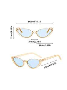 1pc Women's Cat Eye Shaped Minimalist Fashion Fashion Glasses With Rhinestone Decor Cat Eye Shape Shades - 嬰兒藍 - 查看 4