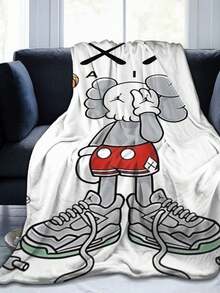 Kawss Kawaii Kaw Blanket Luxury Anime Flannel Blanket - Ultra Soft Cartoon Print, The Perfect Gift For Any Occasion, Christmas, Birthday, For Home, Camping & Travel Use - 黑色 - 查看 1