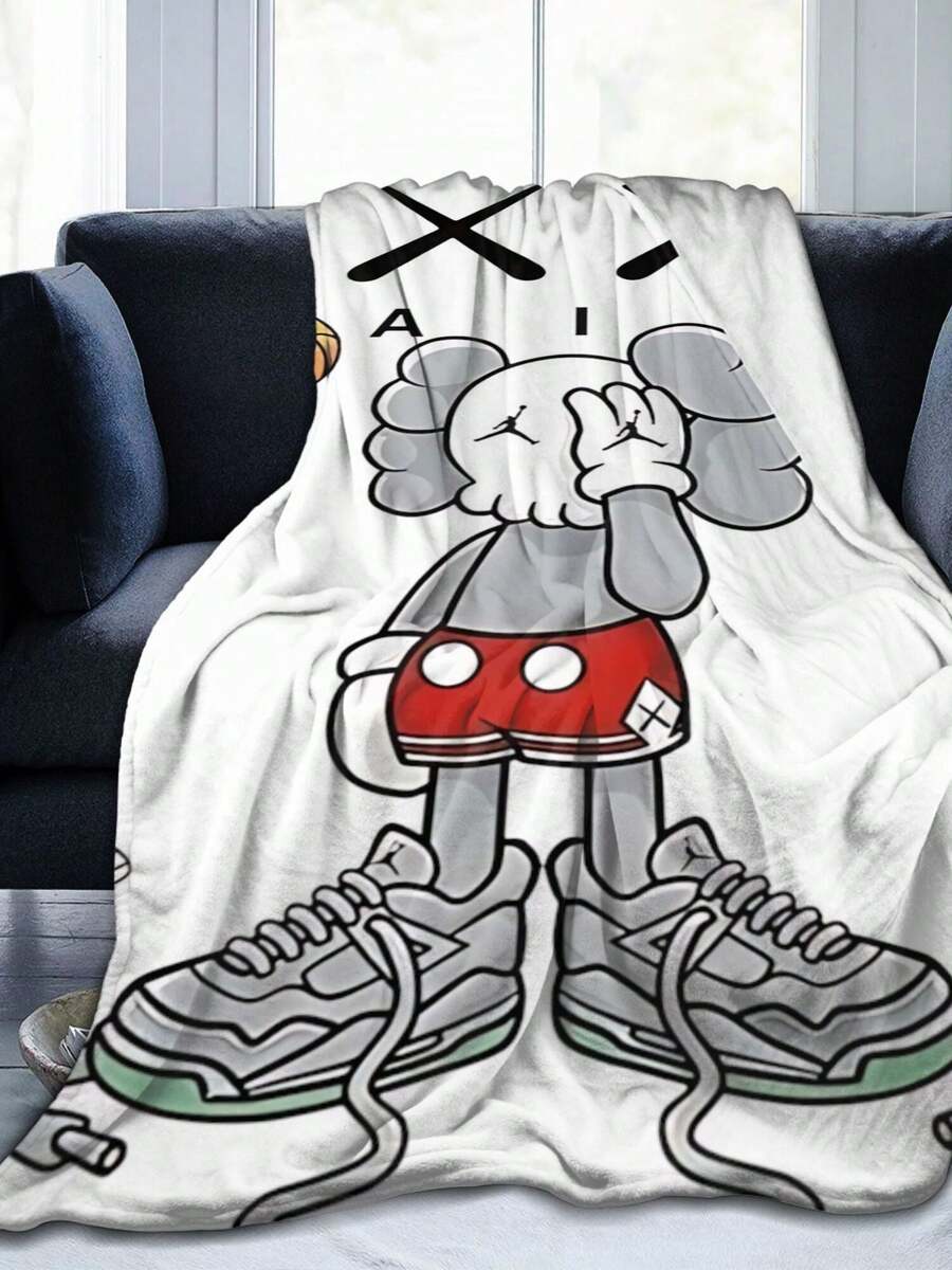 Kawss Kawaii Kaw Blanket Luxury Anime Flannel Blanket - Ultra Soft Cartoon Print, The Perfect Gift For Any Occasion, Christmas, Birthday, For Home, Camping & Travel Use - 黑色 - 查看 1
