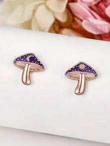 1对可爱蘑菇造型耳环，专为女性设计，适合婚礼、订婚、周年纪念派对、情人节礼物 - 1# - 查看 4
