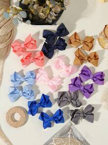 20pcs Large Bowknot Hair Clips For Girls, Wide Satin Ribbon Big Bow Hair Clips, Hair Accessories - Multicolor - View 2