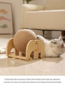 新款剑麻防抓不掉毛猫抓球,垂直猫抓板,猫爬架,猫玩具,自娱自乐神器,猫兔都爱玩带铃铛的毛线球,适合所有品种 - 彩色 - 查看 3