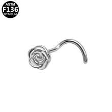 1PCASTM F136 Khuyên mũi hình trái tim bằng titan, khuyên mũi hình trái tim rỗng đính đá CZ lấp lánh dành cho nữ - Xỏ khuyên mũi - Xem 9